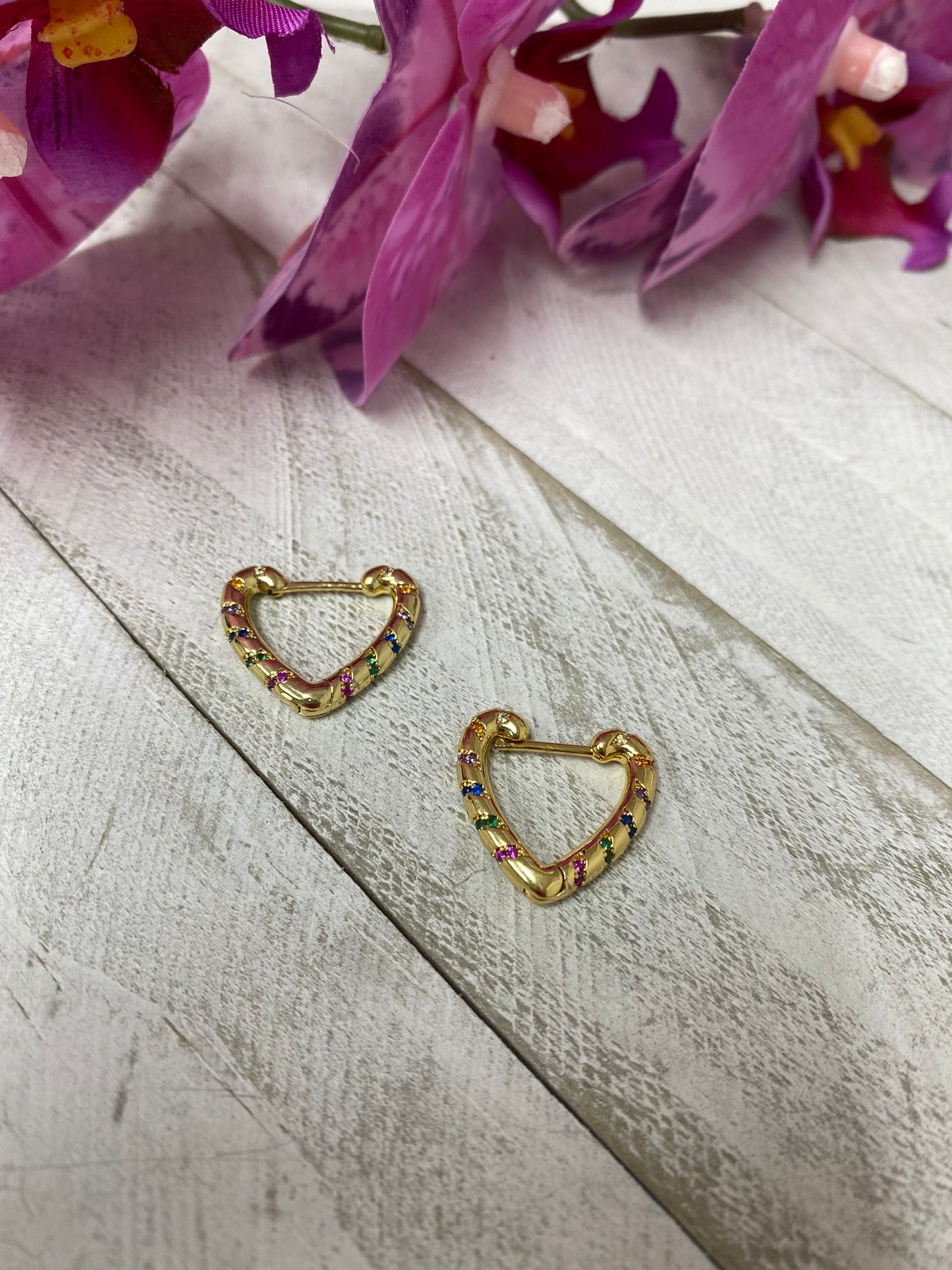Multicolor Heart Hoops