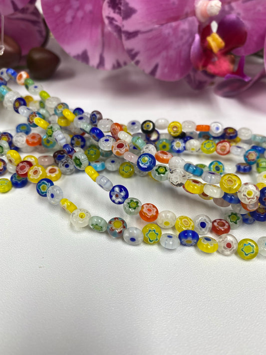 Millefiori flower beads