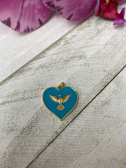 Corazones con Paloma ench 18k