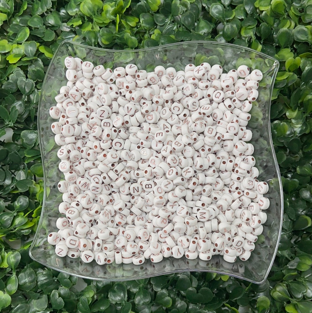 White color letters beads